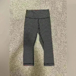 Lululemon Capri Striped Leggings.  Size 8.  Black and White Stripes.